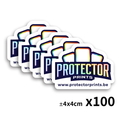 100 stickers (±4x4cm) met jouw LOGO - Contour