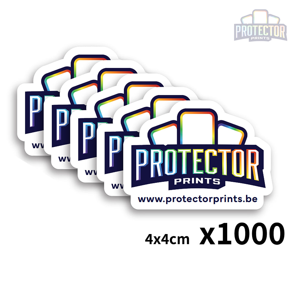 1000 stickers (±4x4cm) met jouw LOGO - Contour