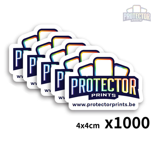 1000 stickers (±4x4cm) met jouw LOGO - Contour
