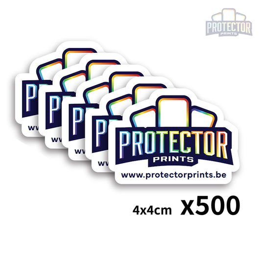 500 stickers (±4x4cm) met jouw LOGO - Contour