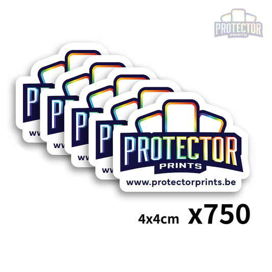 750 stickers (±4x4cm) met jouw LOGO - Contour