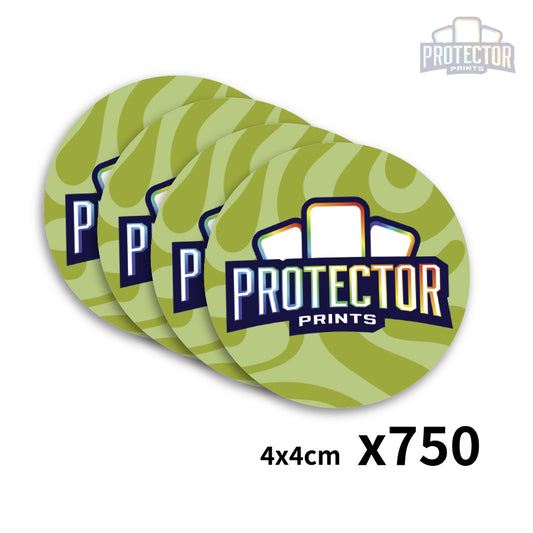 750 stickers (4x4cm) met jouw LOGO - Rond